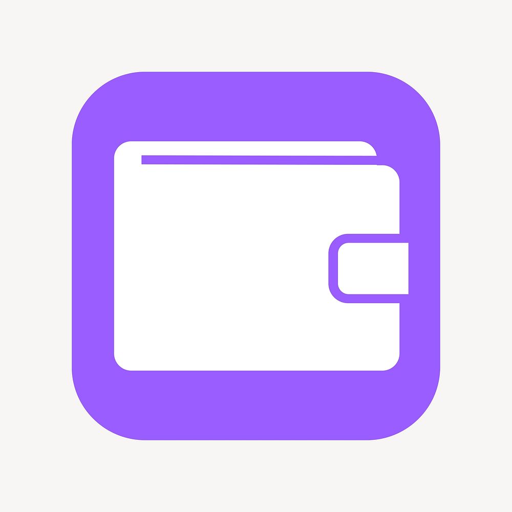 Wallet payment icon, flat square design  psd