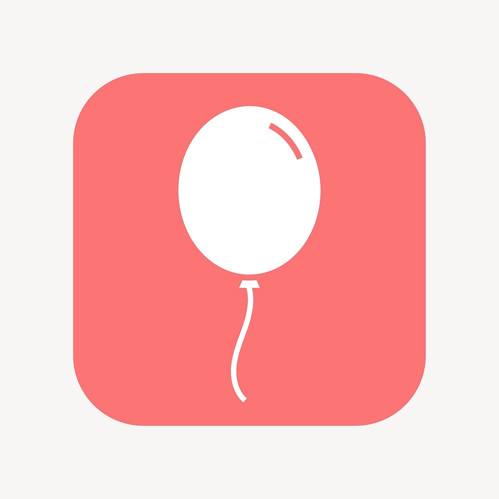 Floating balloon icon, flat square design vector