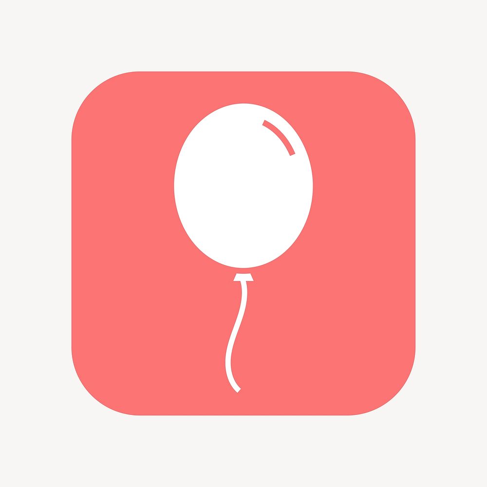 Floating balloon icon, flat square design