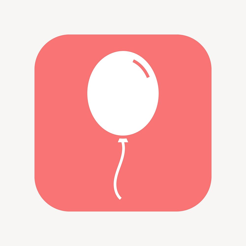 Floating balloon icon, flat square design  psd