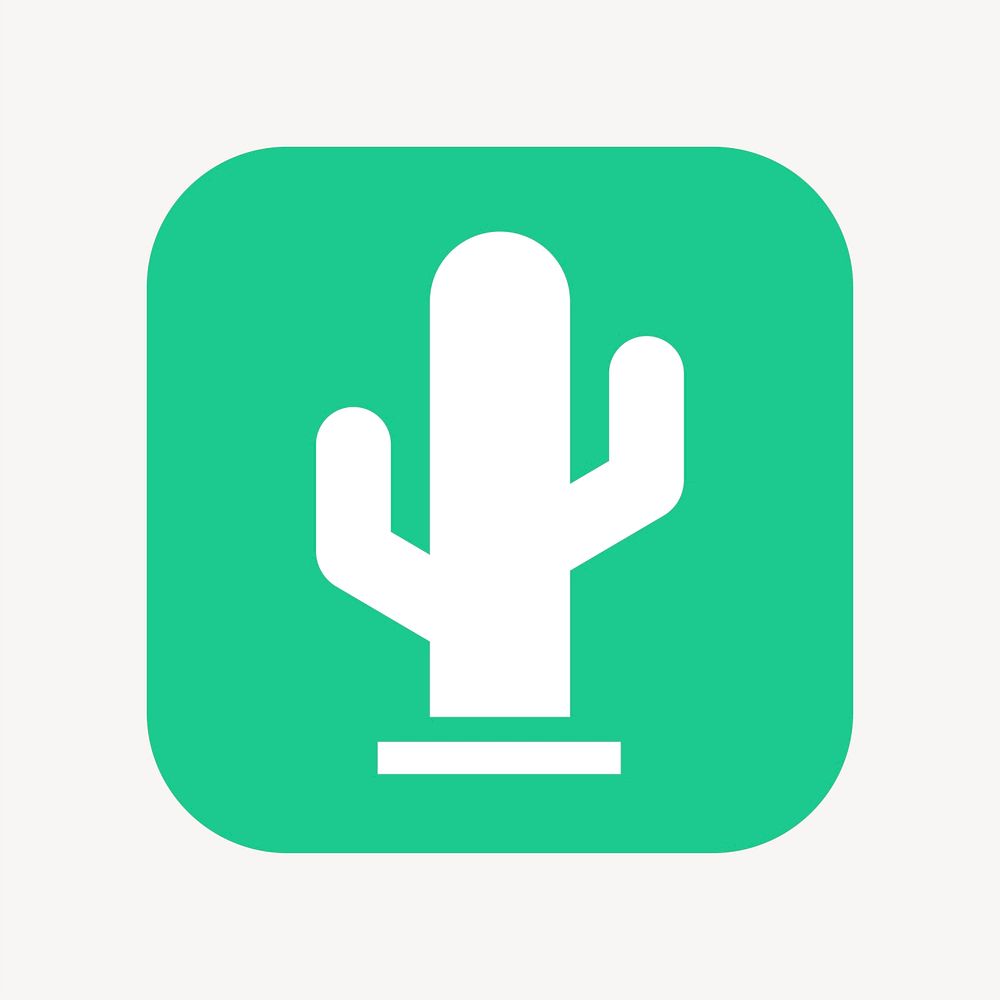 Cactus icon, flat square design vector