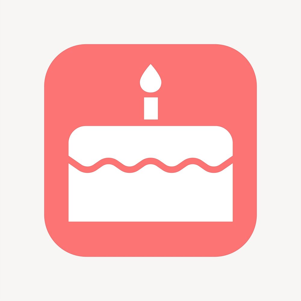 Birthday cake icon, flat square design