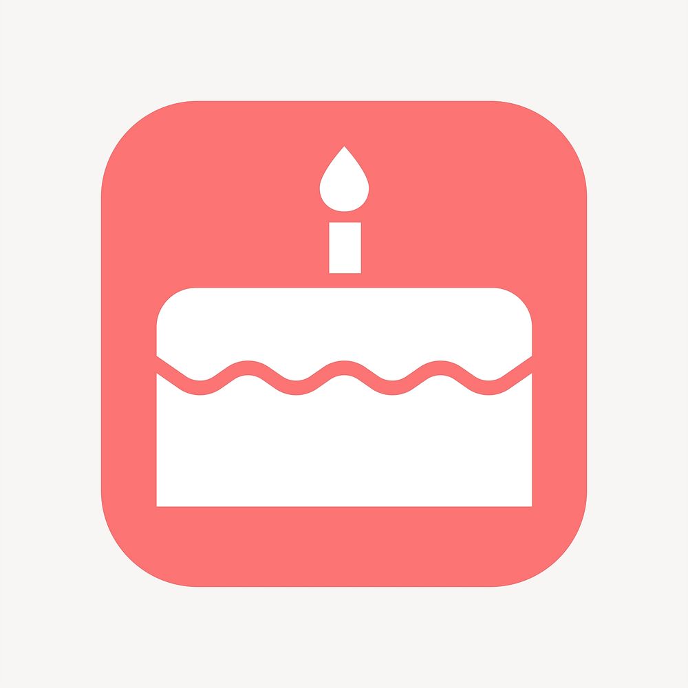 Birthday cake icon, flat square design vector