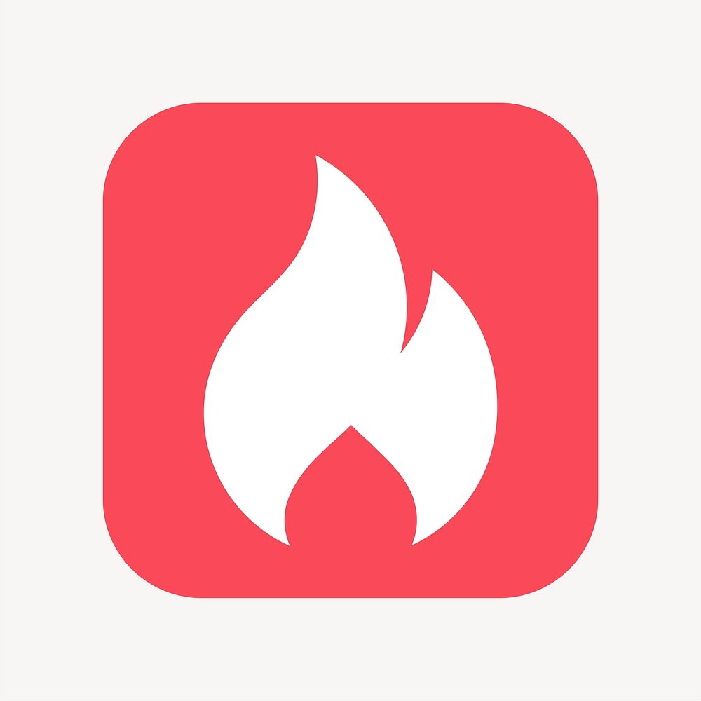 Flame icon, flat square design vector