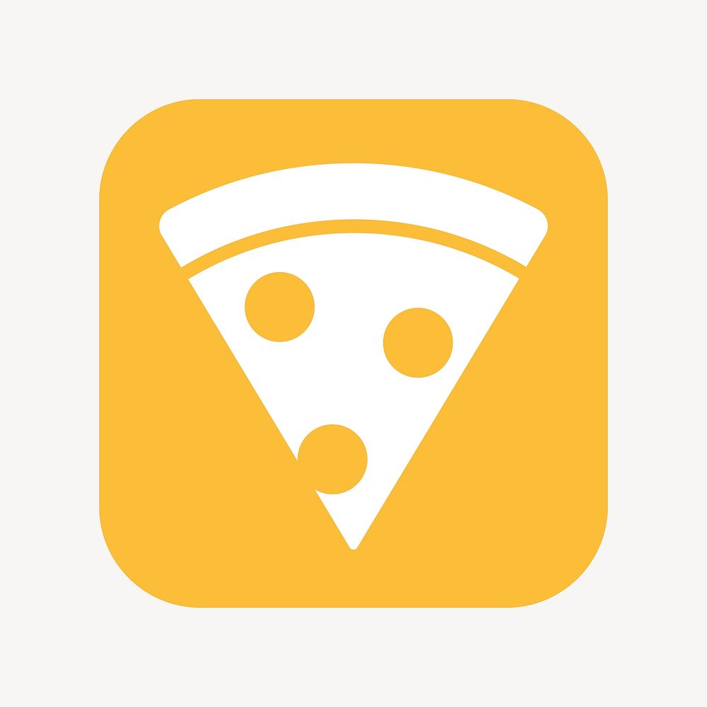 Pizza icon, flat square design  psd
