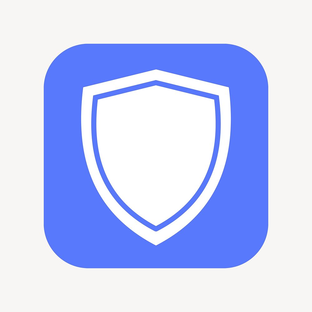 Shield, protection icon, flat square design  psd
