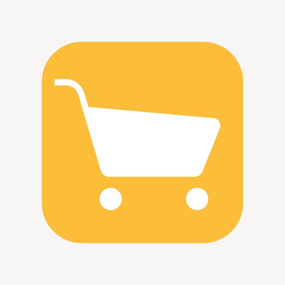 Shopping cart icon, flat square design vector