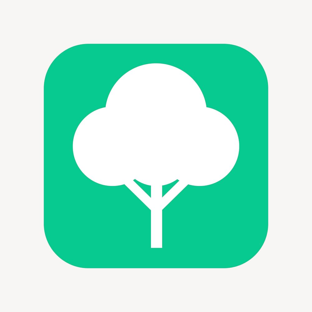 Tree, environment icon, flat square design  psd