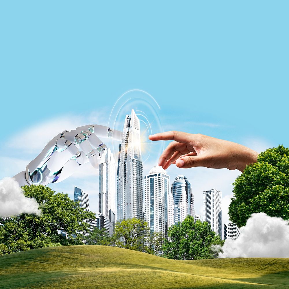 Environmental technology background, remixed media design