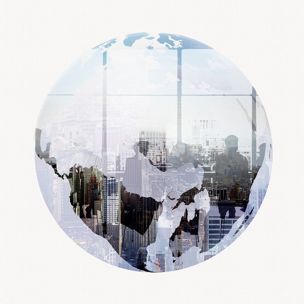 Business globe background, remixed media design