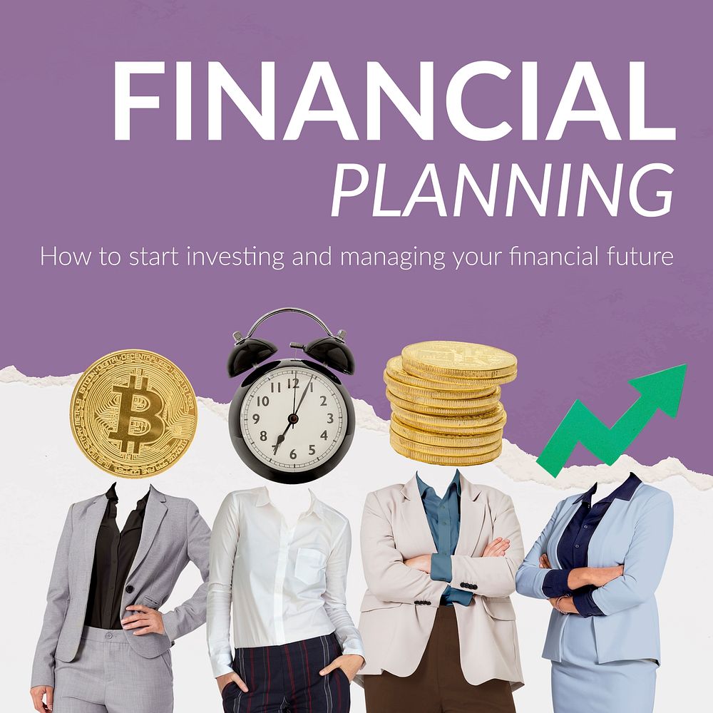 Financial planning Instagram post template, business remixed media vector