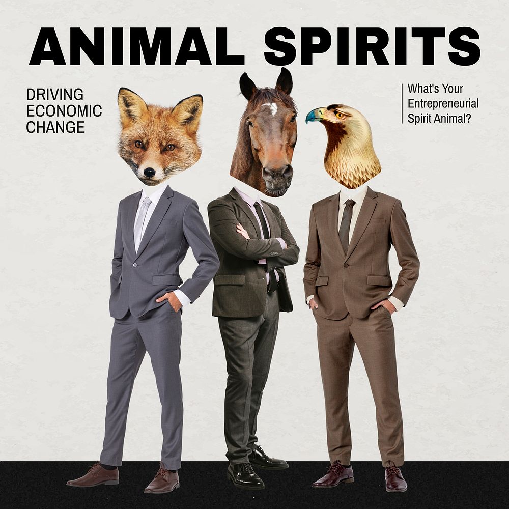 Animal spirits Instagram post template, business remixed media vector