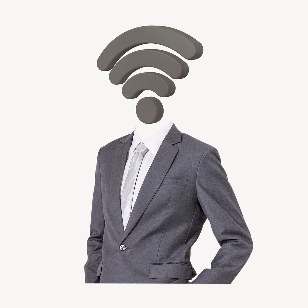 Wifi network head businessman, business connection remixed media psd
