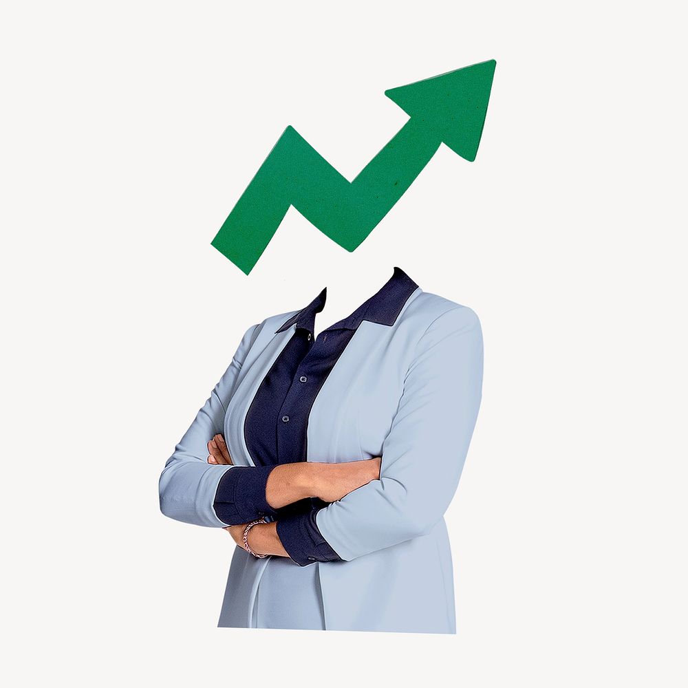 Upward arrow businesswoman, profit growth business remixed media