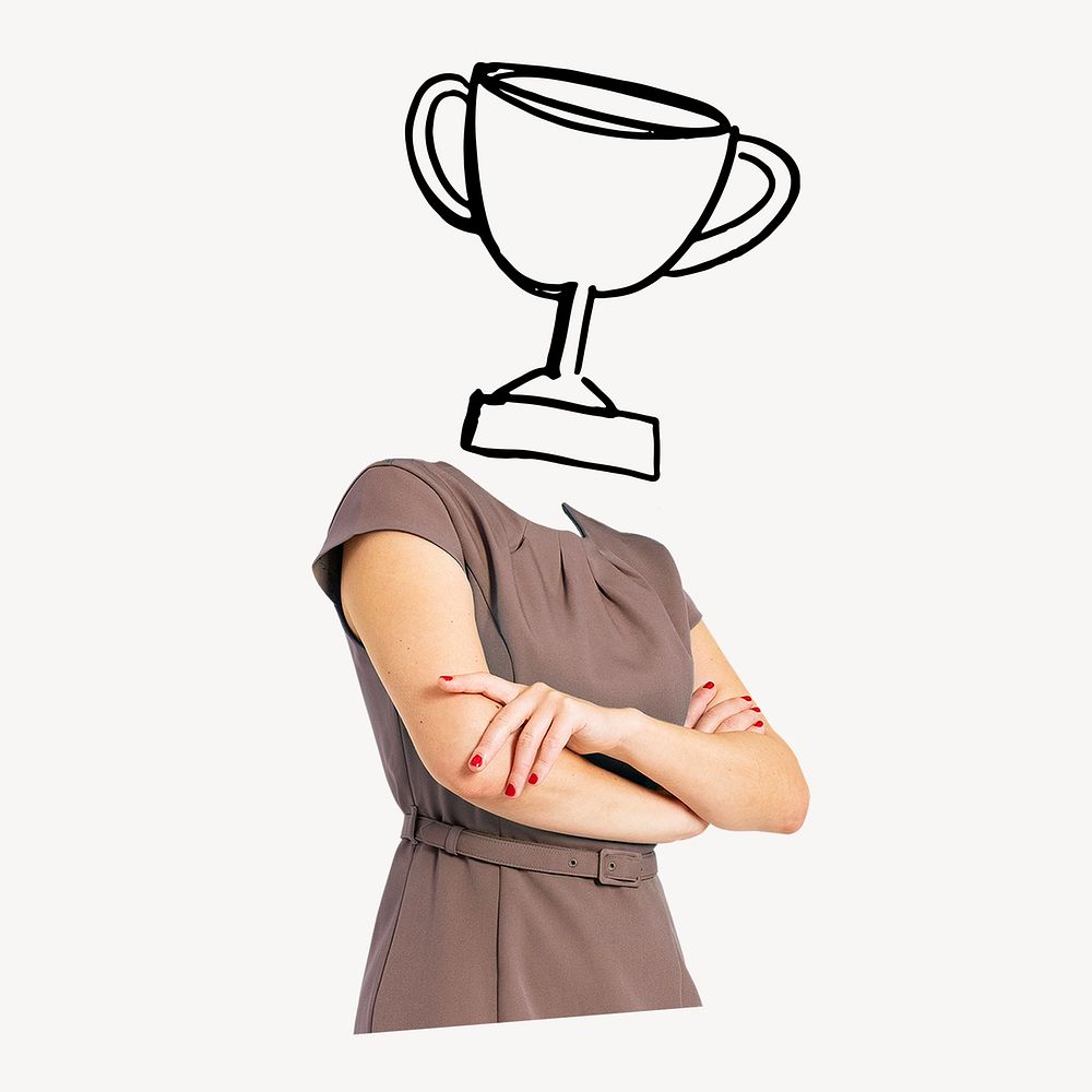 Trophy head businesswoman,  business success remixed media