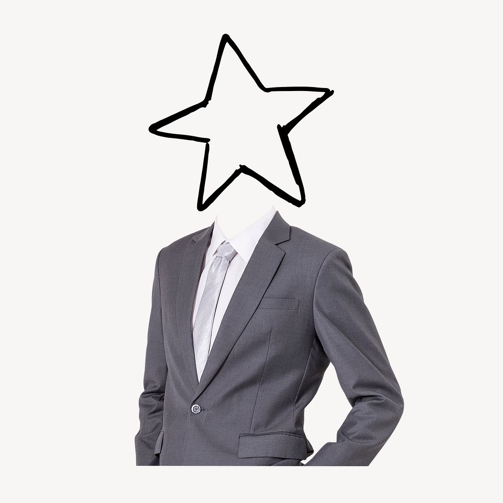 Star head businessman, top employee remixed media psd