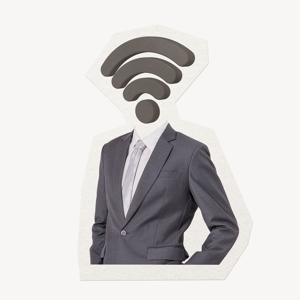 Wifi network head businessman, business connection remixed media