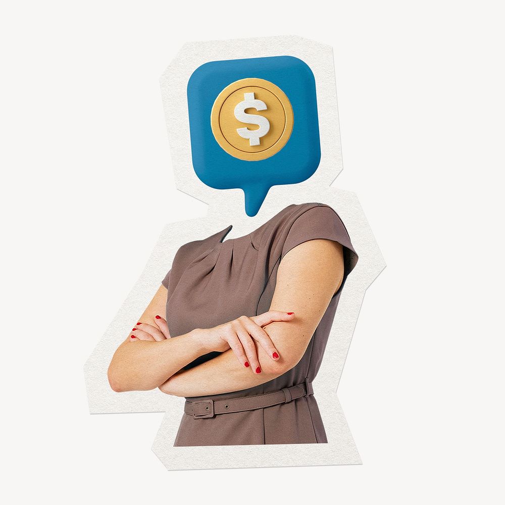 Money head businesswoman, finance, accountant remixed media image