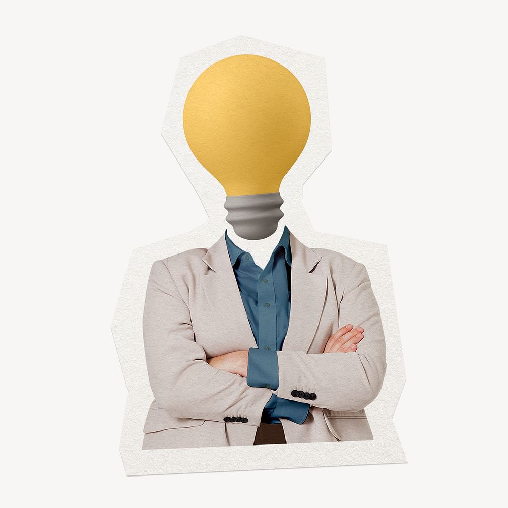 Businesswoman light bulb head, business, creative remixed media