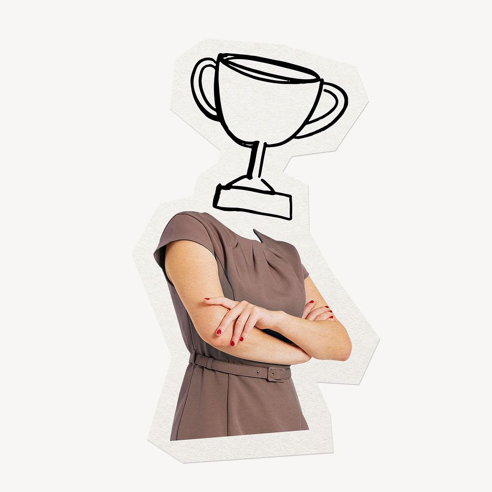 Trophy head businesswoman,  business success remixed media