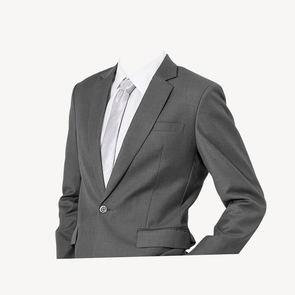 Headless businessman sticker, wearing suit image psd