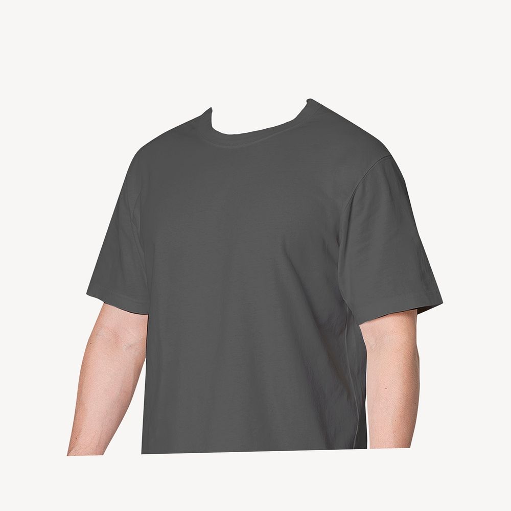 Headless man wearing gray t-shirt image psd