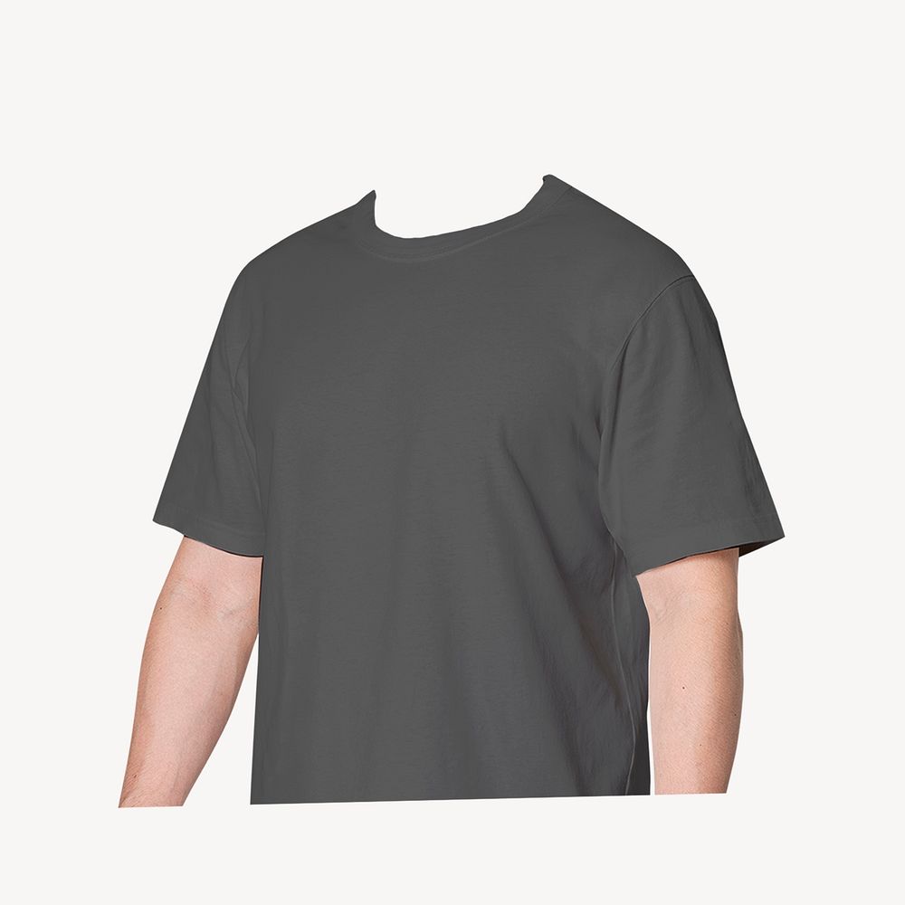Headless man in gray t-shirt image