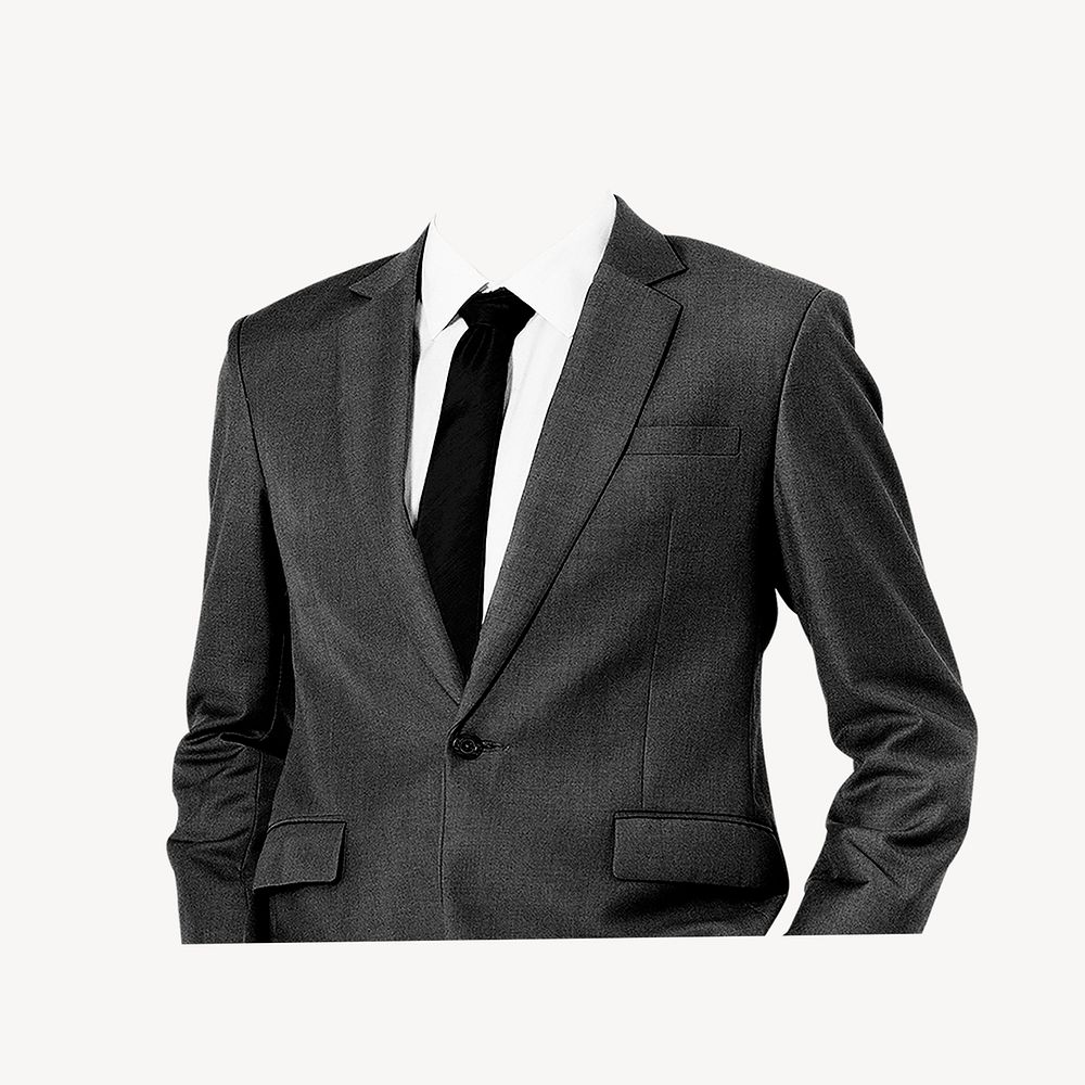 Headless businessman sticker, wearing suit image psd