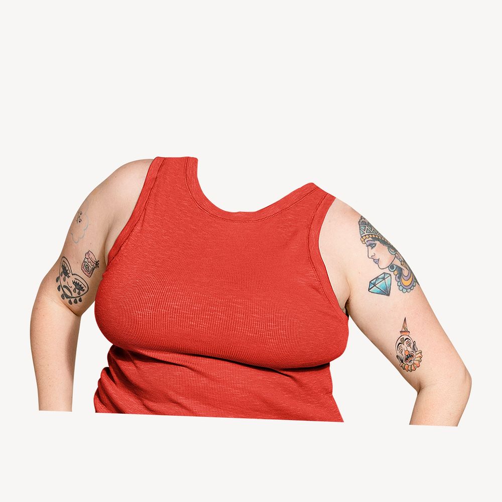 Headless tattooed woman, women's grunge fashion image