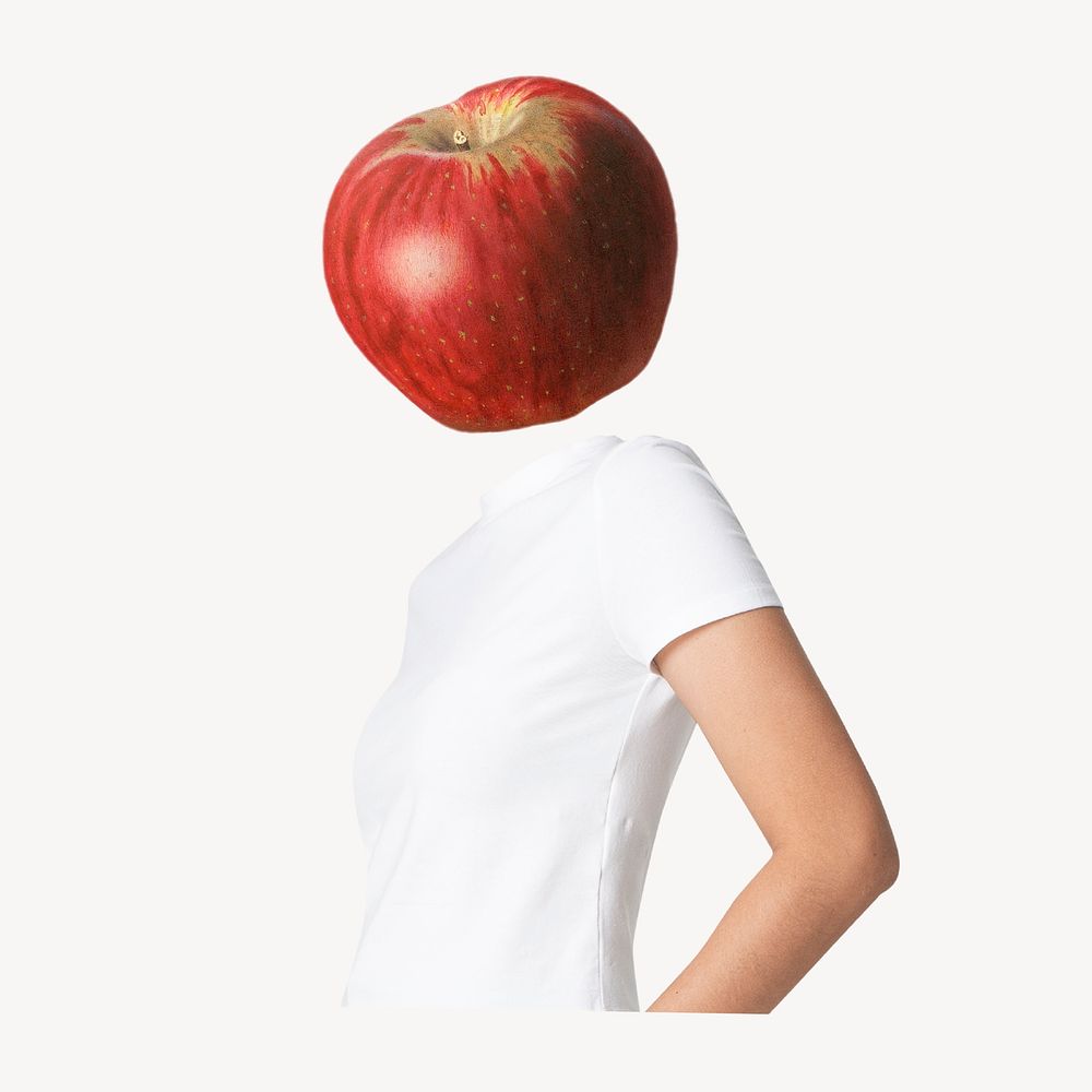 Apple head woman, student, education remixed media