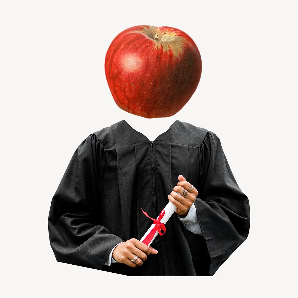 Apple head graduate, education remixed media psd