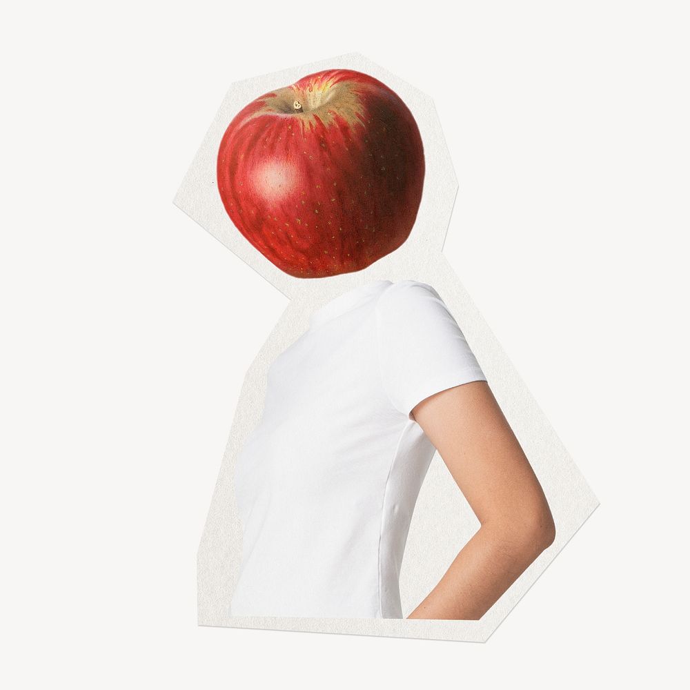 Apple head woman, student, education remixed media
