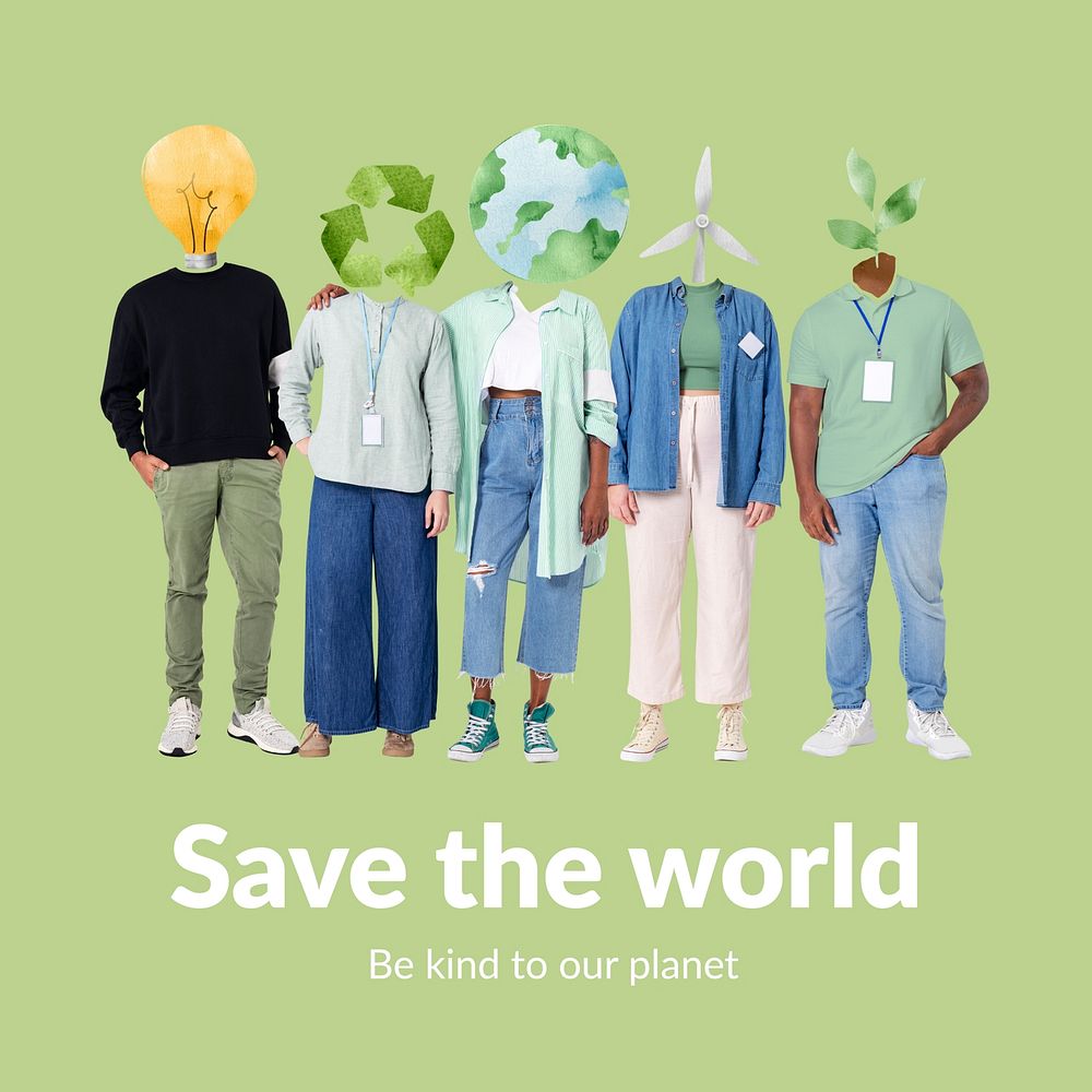 Environment Instagram post template, save the world remixed media  vector