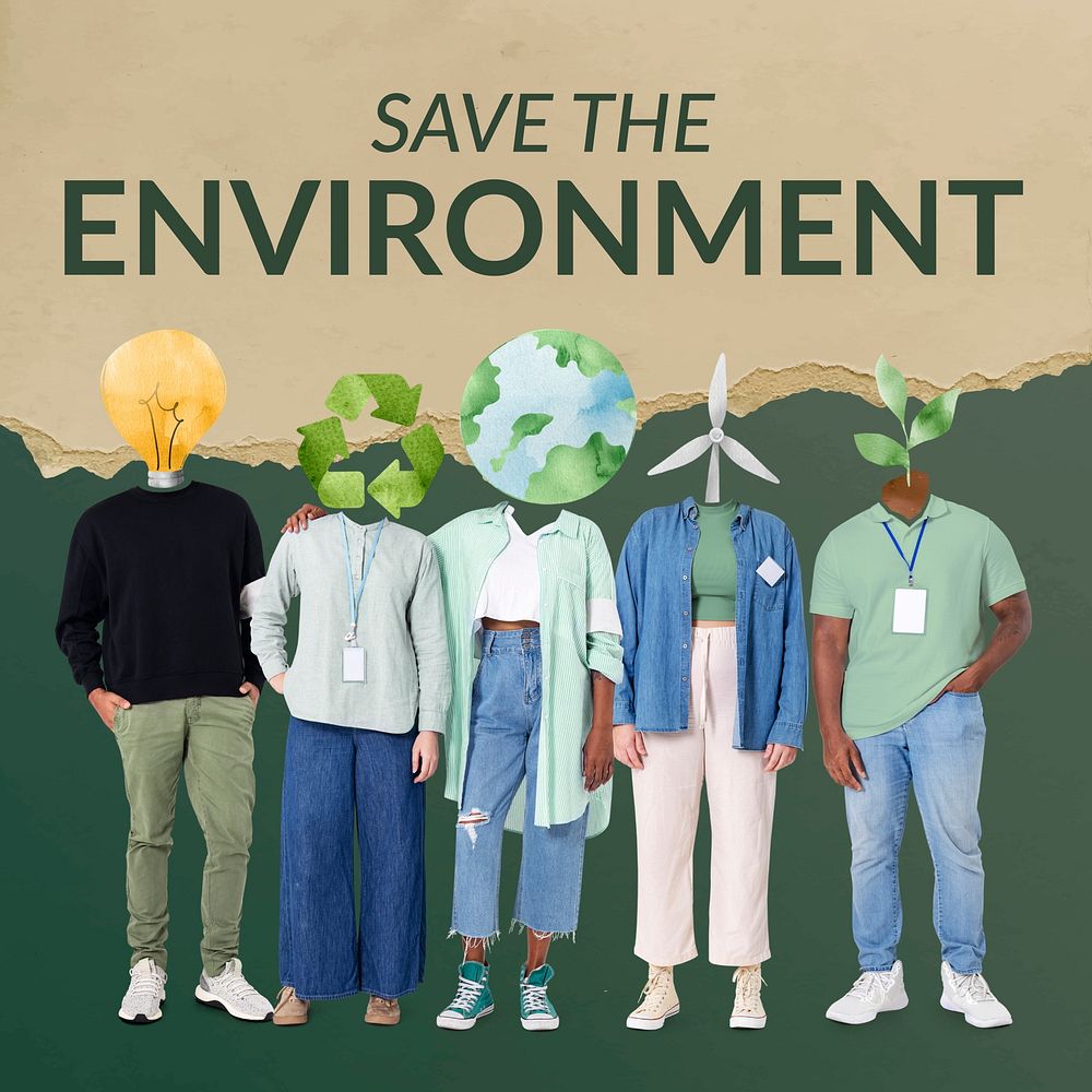 Environment Instagram post template, save the world remixed media  vector
