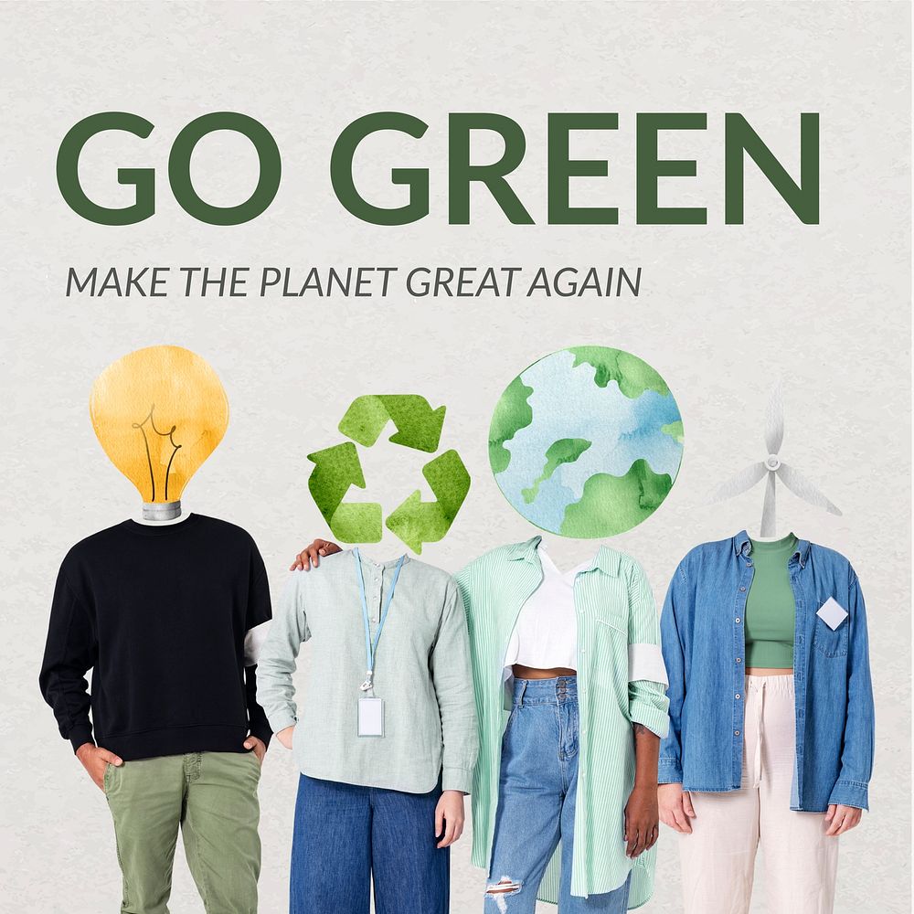 Go green Instagram post template, environment remixed media vector