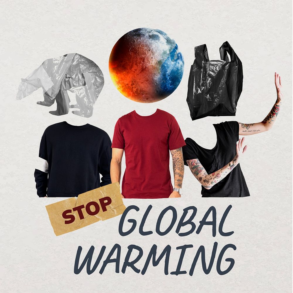 Global warming Instagram post template, environment remixed media vector