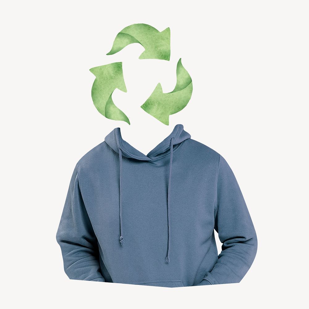 Recycle symbol head man, environment remixed media psd