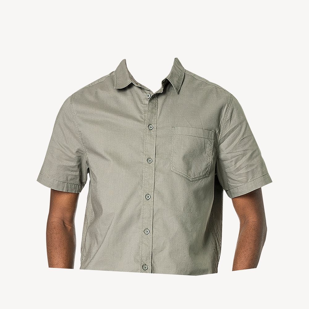 Headless man wearing shirt, men's casual fashion image psd