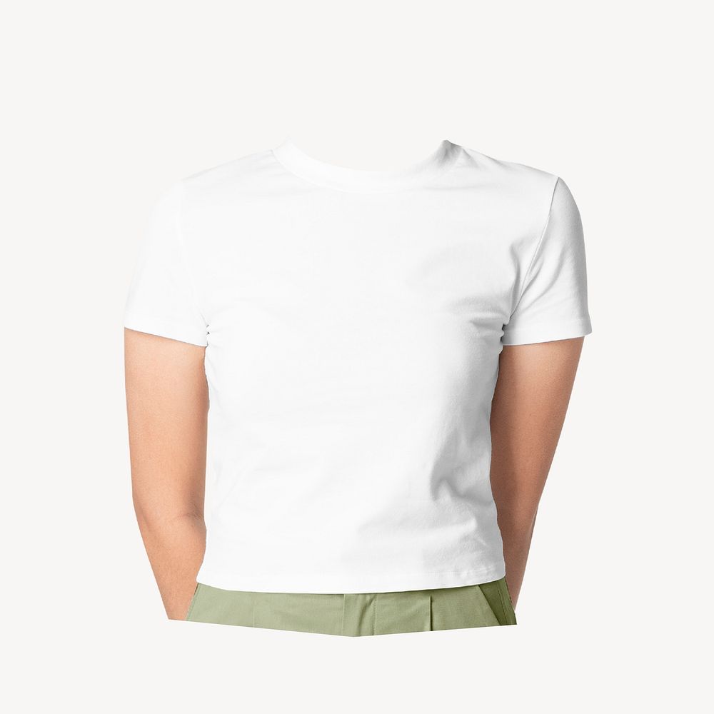 Headless woman wearing white t-shirt, minimal, casual fashion image