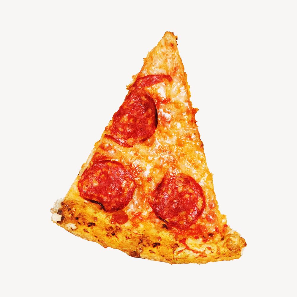 Pizza slice, junk food isolated graphic element