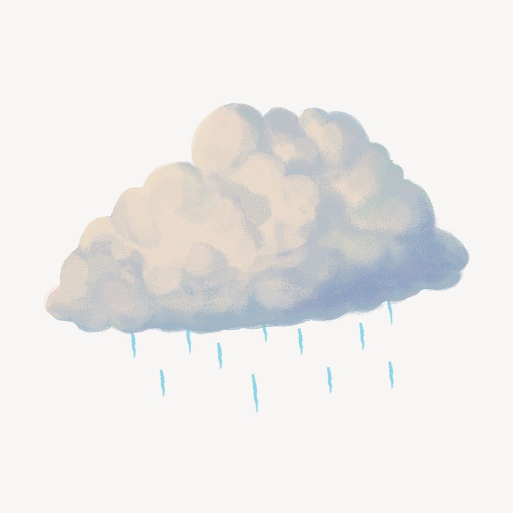 Raining cloud sticker, weather graphic psd