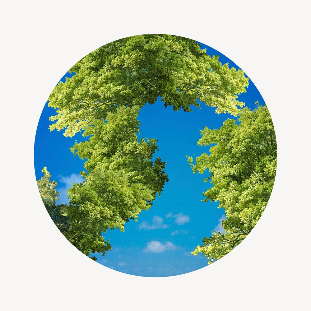 Green globe sticker, environment graphic psd