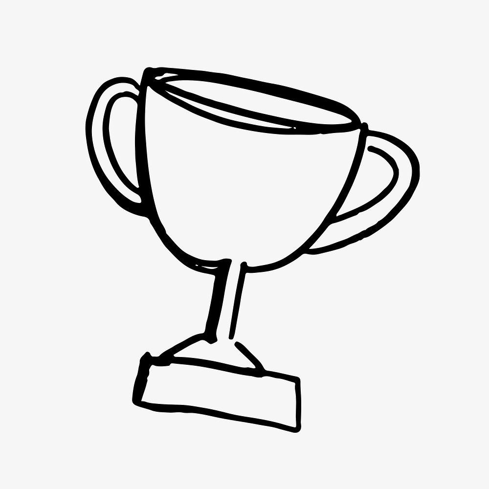 Trophy doodle sticker, cute business graphic vector