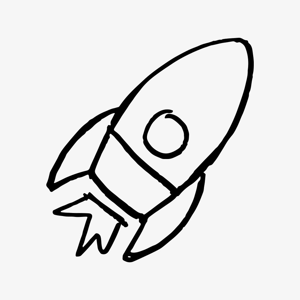 Rocket doodle sticker, cute business graphic vector