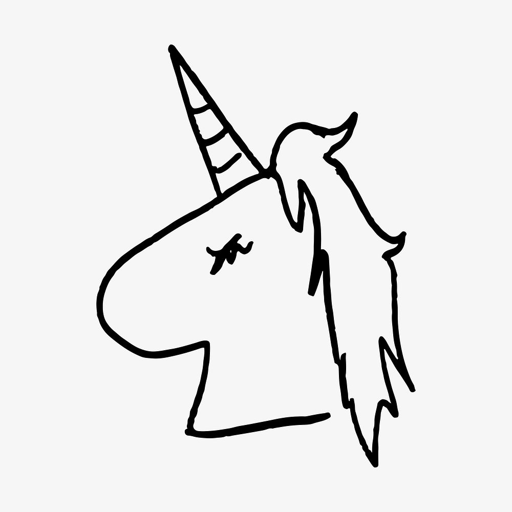 Unicorn head doodle, cute business graphic