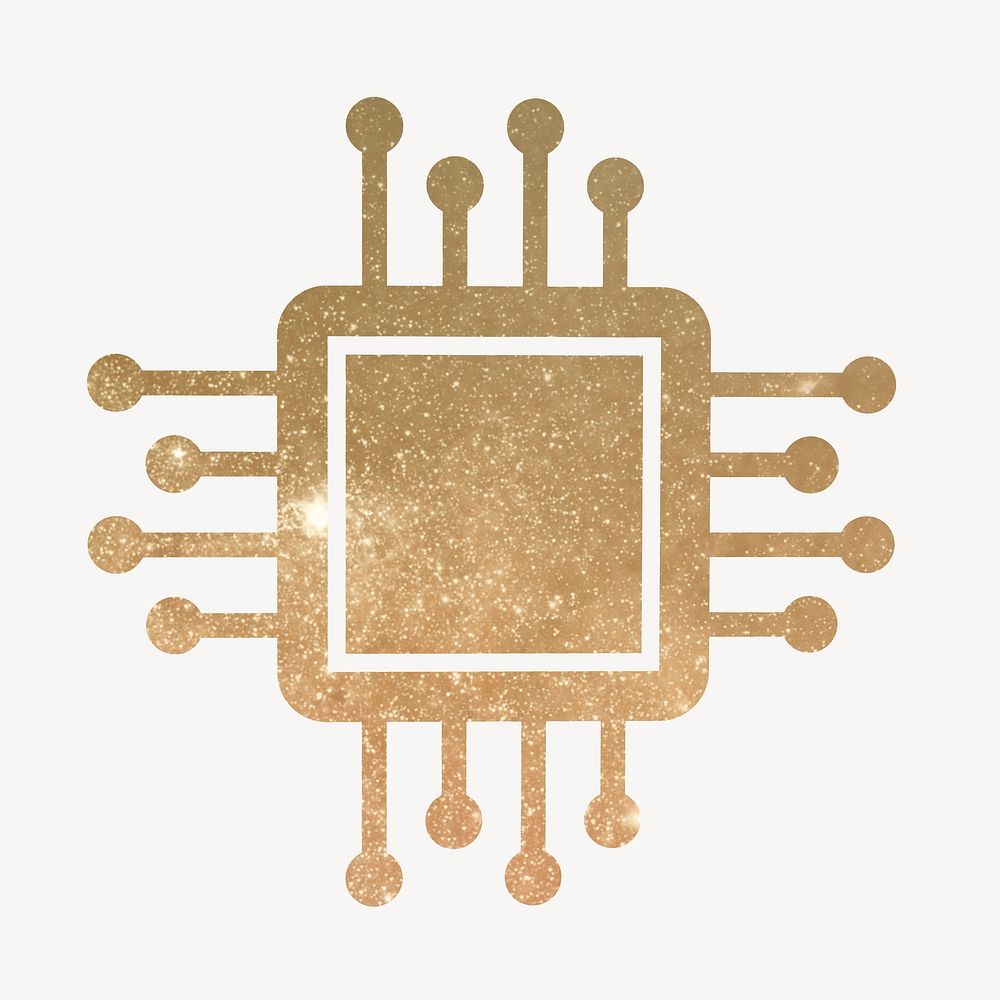Computer chip sticker, technology graphic psd