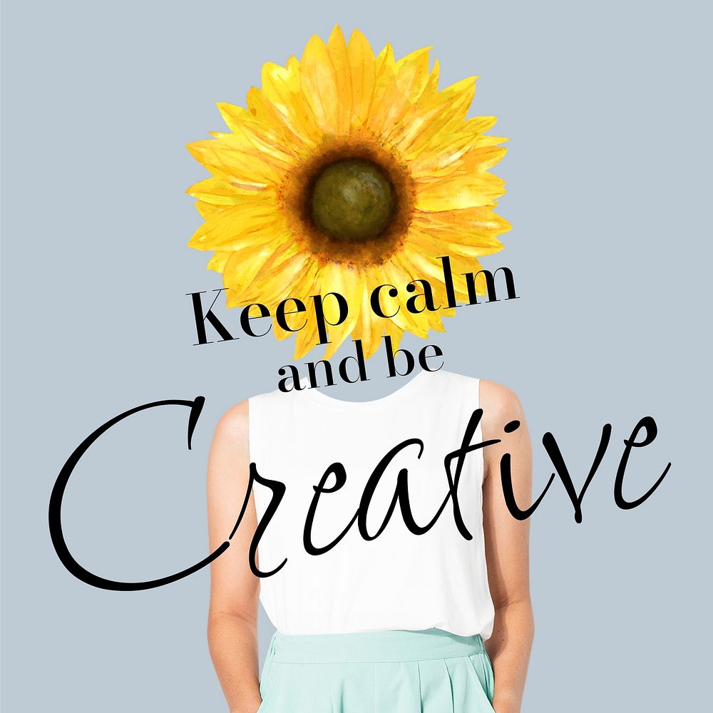 Sunflower head Instagram post template, creative remixed media vector