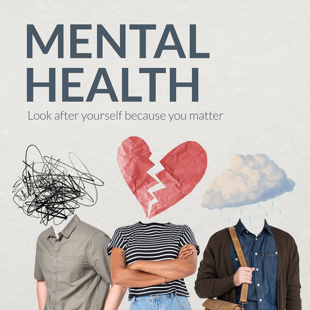 Mental health Instagram post template, creative remixed media vector