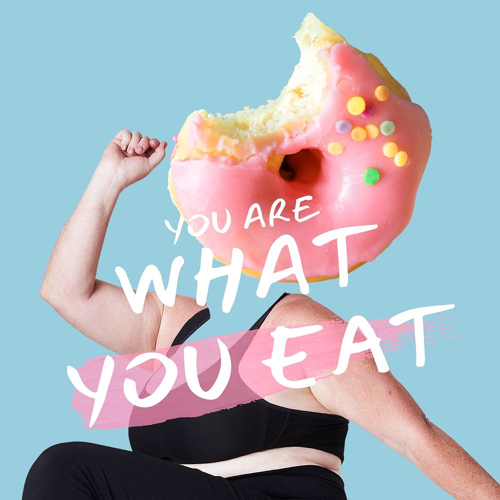 Foodie Instagram post template, you are what you eat quote vector