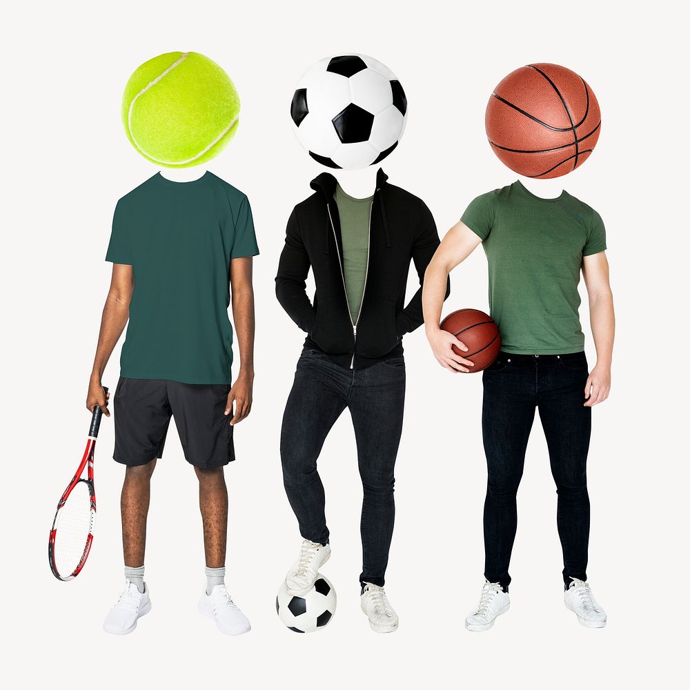 Sporty head men, remixed media psd